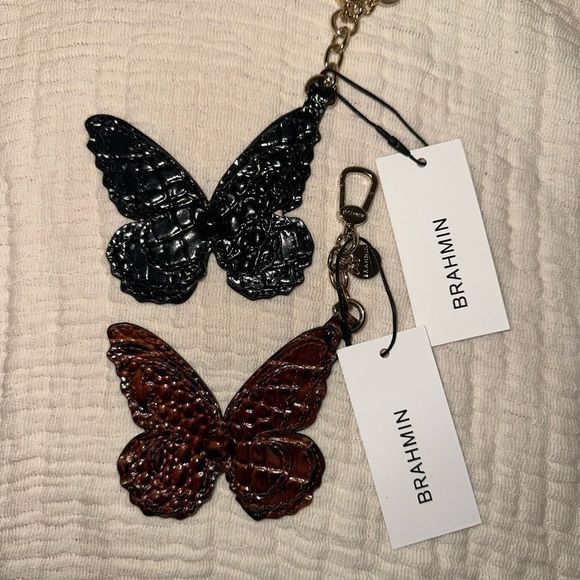 Brahmin Black/Pecan Butterflies Key Fob - Picture 3 of 10